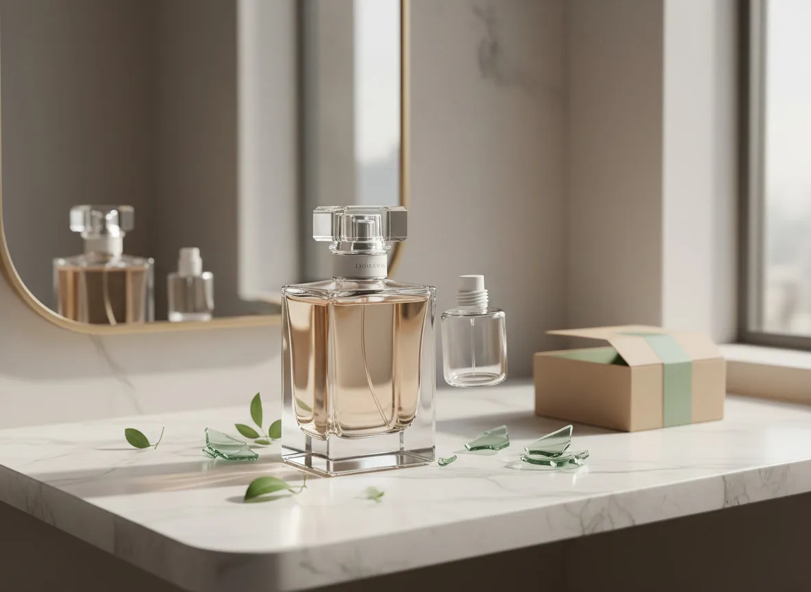 Slide Sustentabilidade no Luxo: O Futuro dos Refis e Embalagens Eco-Conscientes